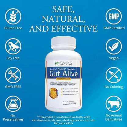 Holistic Health Labs Gut Alive – Digestive Support, 60 Capsules, 3-Pack