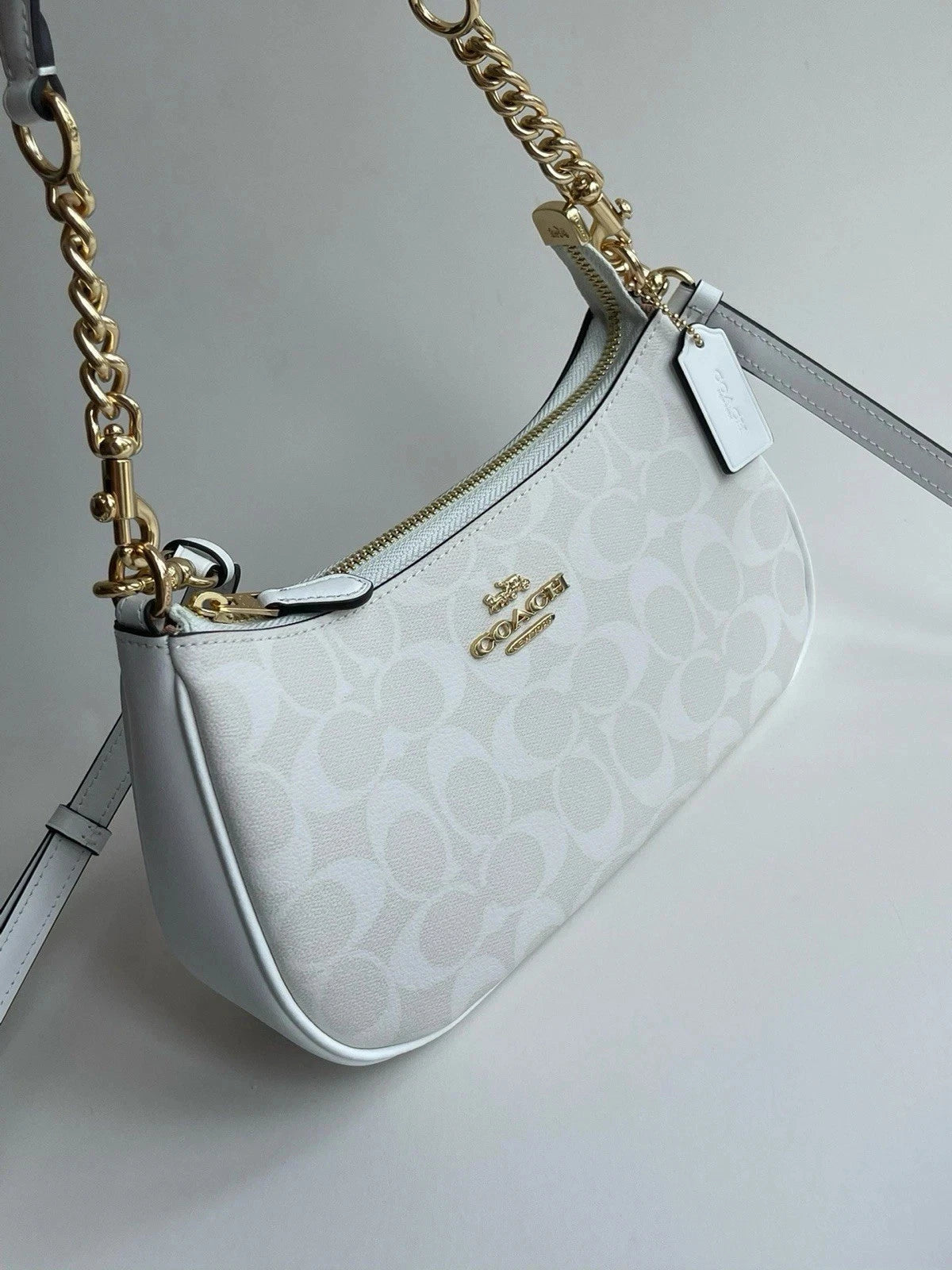 Coach Teri 2-Way Shoulder Bag – Signature Coated Canvas, White