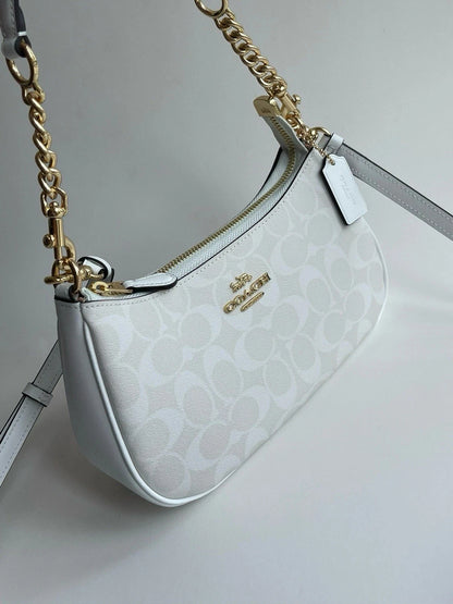 Coach Teri 2-Way Shoulder Bag – Signature Coated Canvas, White
