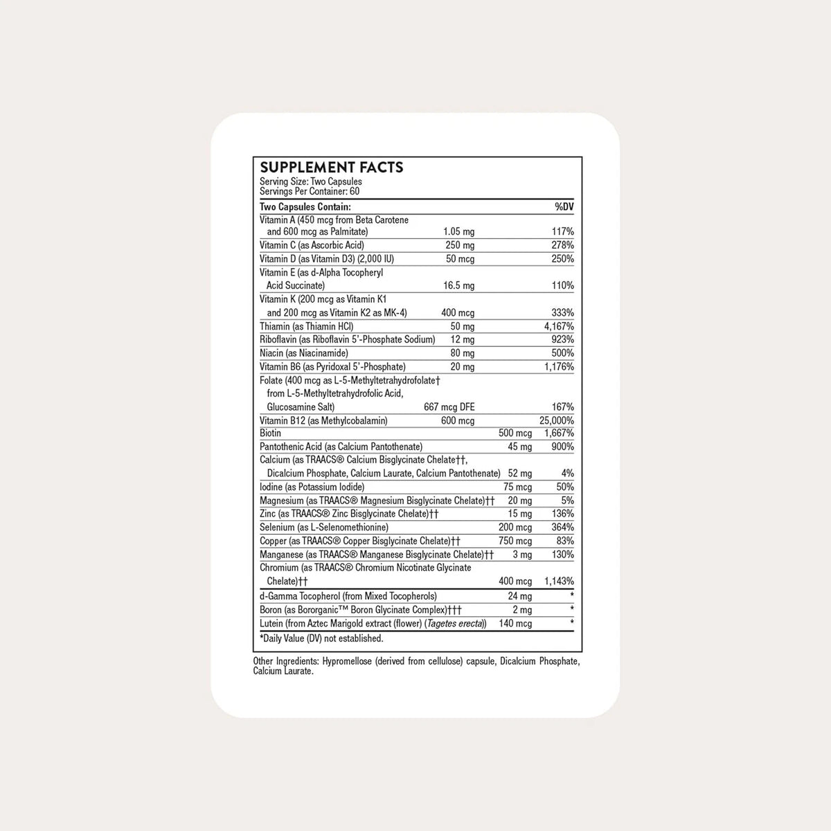 Thorne Basic Nutrients 2/Day Multivitamin 60 Capsules