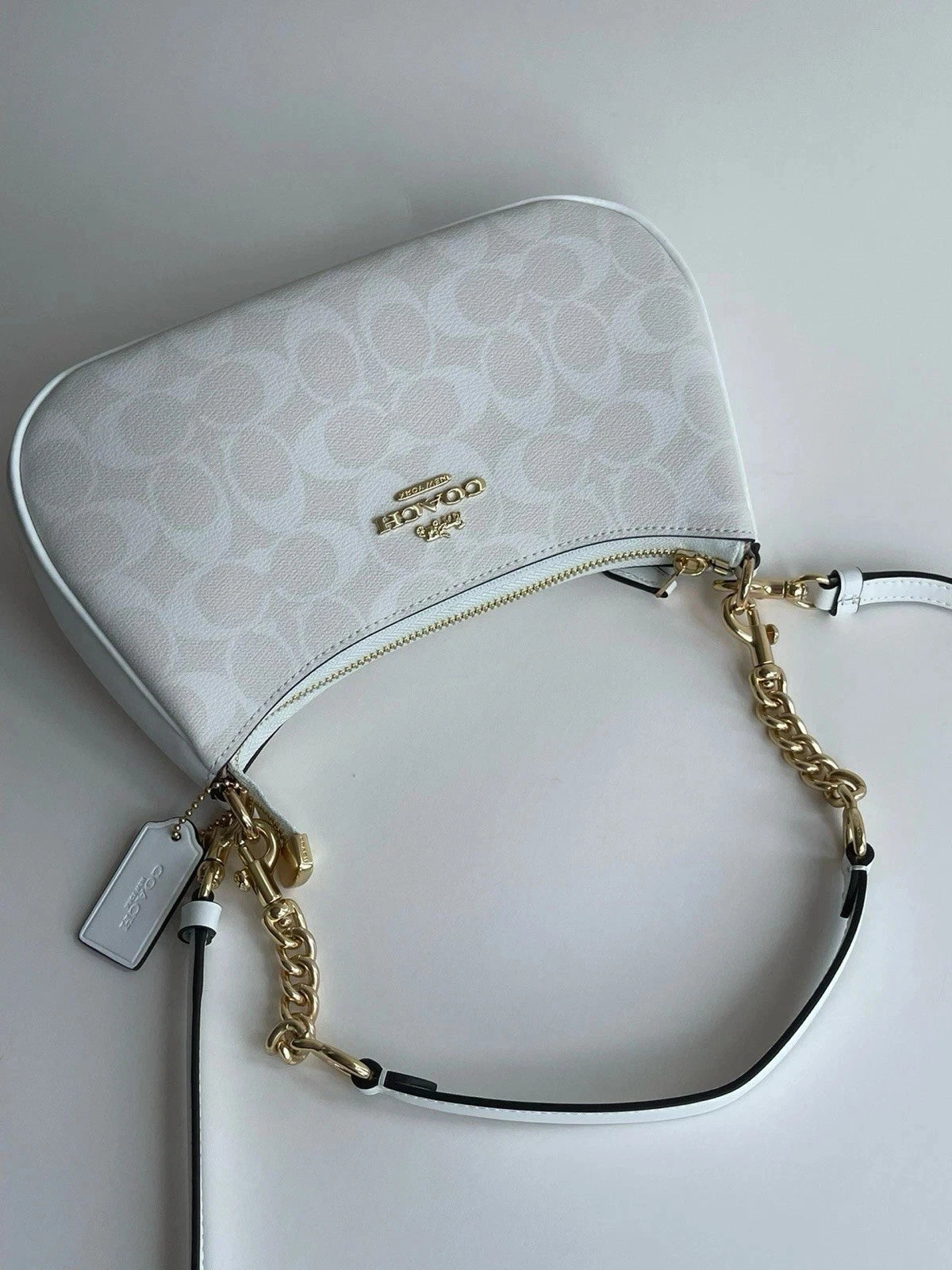 Coach Teri 2-Way Shoulder Bag – Signature Coated Canvas, White
