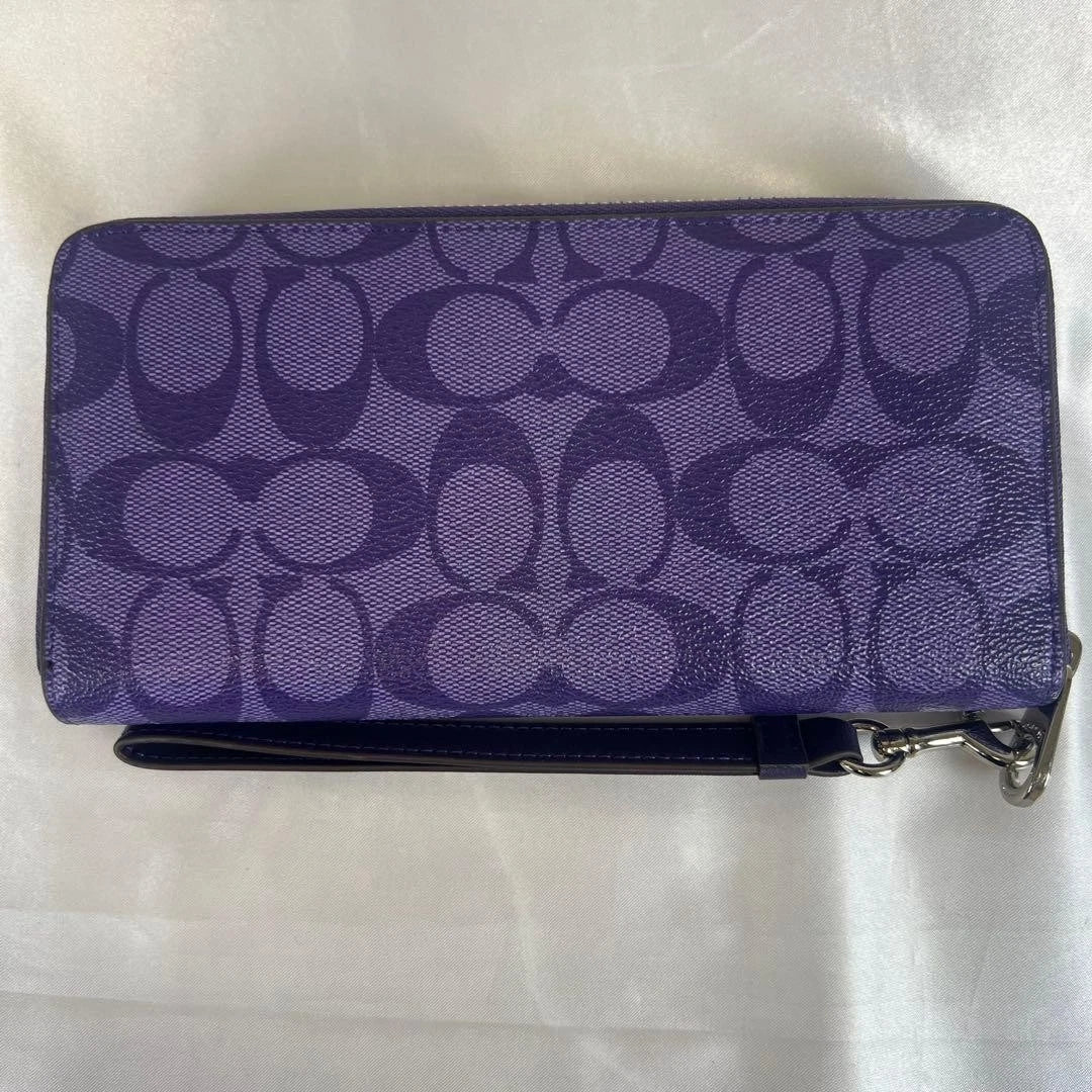 Coach Signature Long Zip Wallet – Purple