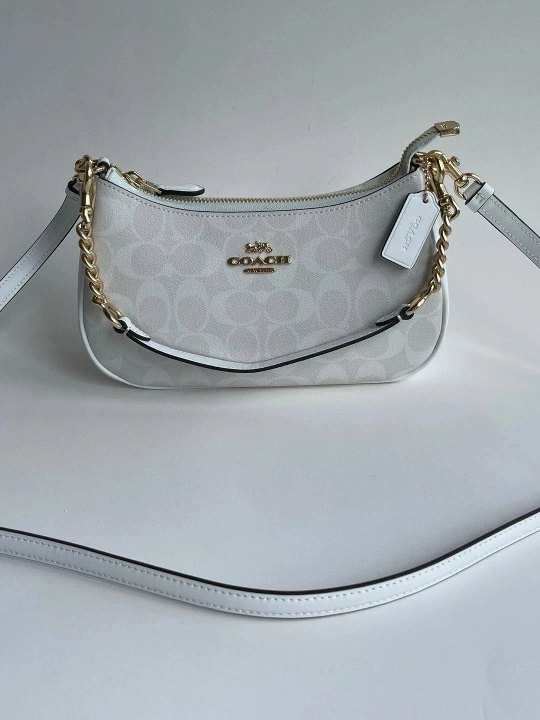 Coach Teri 2-Way Shoulder Bag – Signature Coated Canvas, White