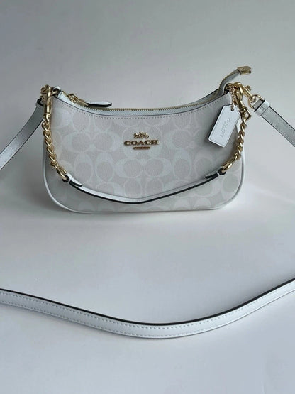 Coach Teri 2-Way Shoulder Bag – Signature Coated Canvas, White