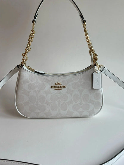 Coach Teri 2-Way Shoulder Bag – Signature Coated Canvas, White