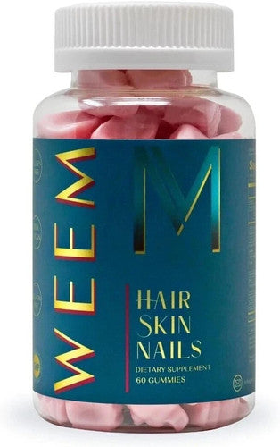 WEEM Hair Skin & Nails Gummies 60ct Vegan Biotin Vitamins